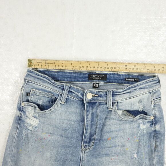 Judy Blue Light Blue Distressed Boyfriend Jeans - Picture 8 of 14